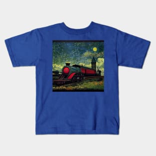 Starry Night Wizarding Express Train Kids T-Shirt